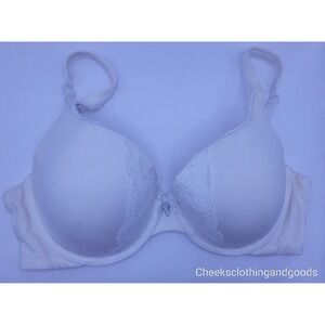 Victoria Secret 34D Padded Perfect Shape Coverage White Underwire Lace Bra